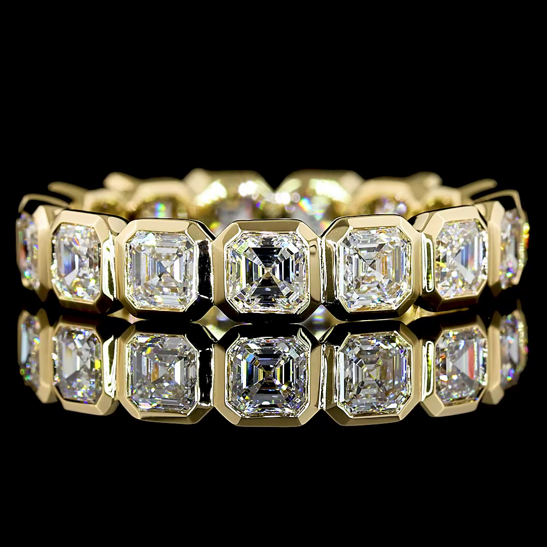 2.43 CTTW Asscher Lab Diamond Full Eternity Sz. 6 14k Yellow Gold E Color and VS Clarity jewelry-spot-usa