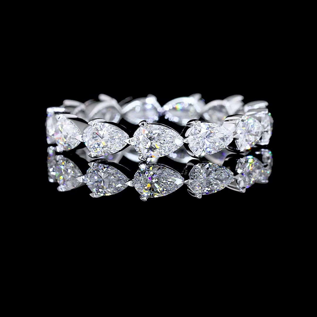 14k White Gold Lab Diamond Pear 1.97 CTTW Full Eternity Band Sz. 5 E VS jewelry-spot-usa