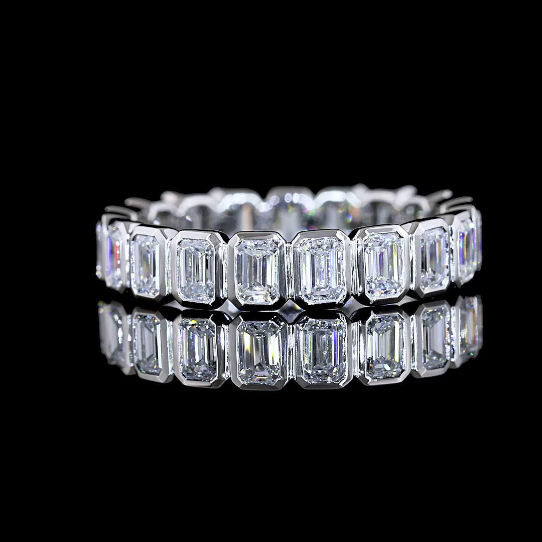 Platinum Lab Diamond Emerald 1.85 CTTW Full Eternity Band Sz. 5.25 F VS2