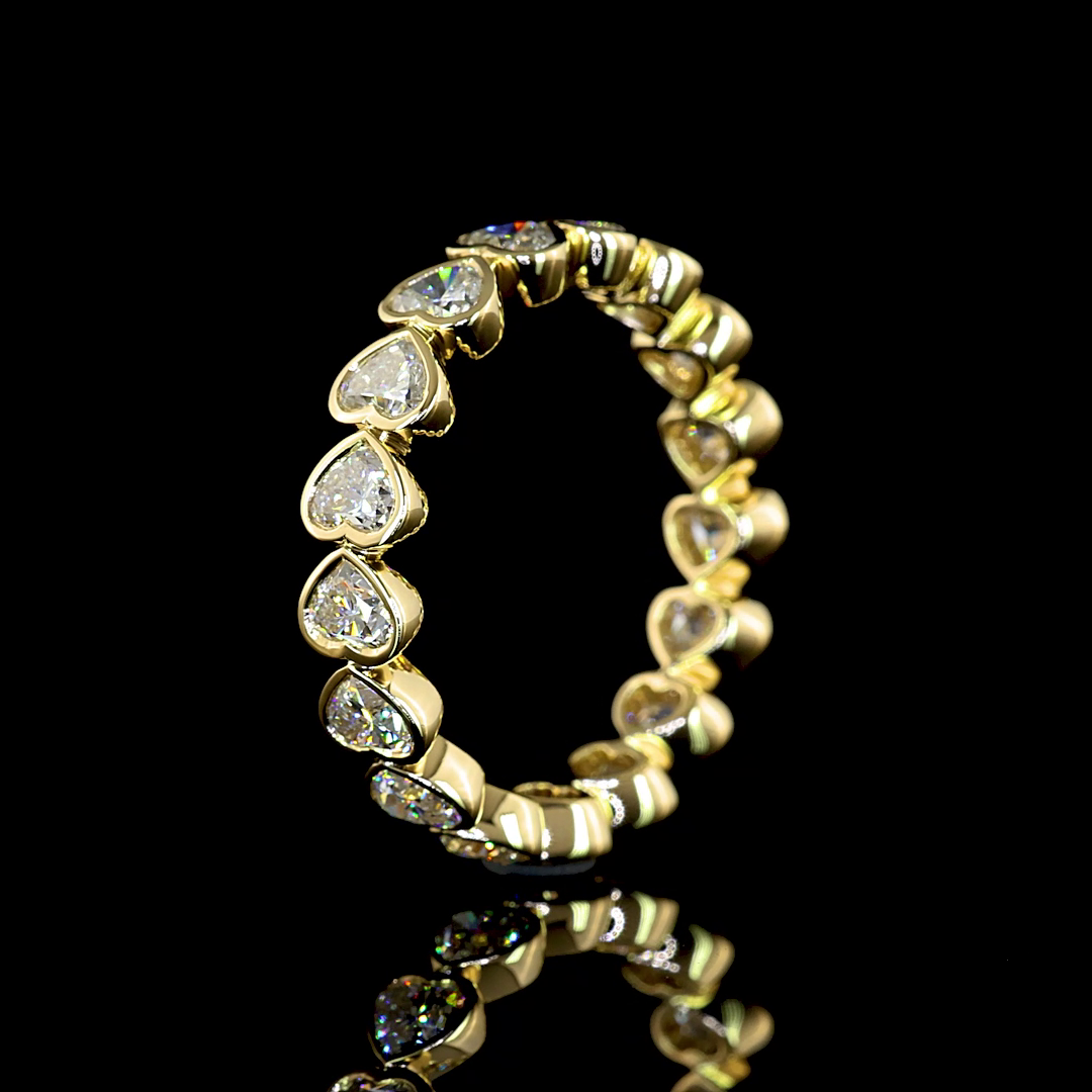 2.53 CTTW Heart Lab Diamond Full Eternity Sz. 6.5 (E Color and VS Clarity)