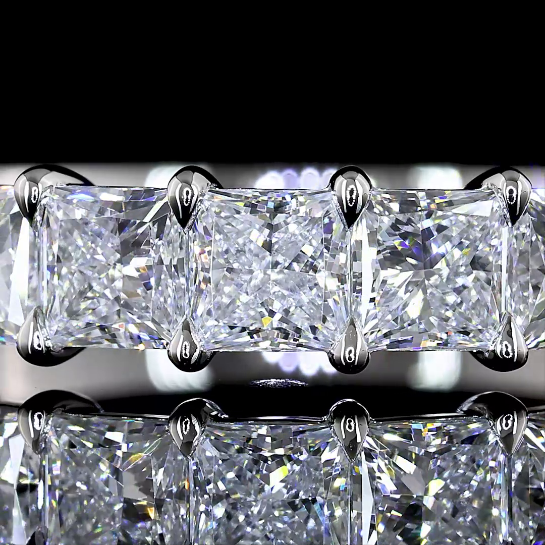 2.10 CTTW Princess Lab Diamond 7 Stones Eternity Band Sz. 7 Platinum E Color and VS Clarity jewelry-spot-usa