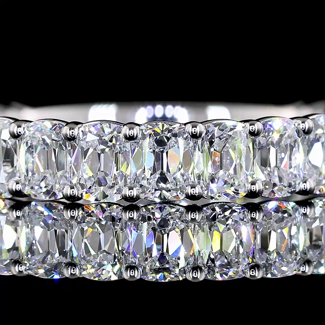 1.78 CTTW Antique Cushion Lab Diamond 3/4 Eternity Band Sz. 4.25 Platinum E Color and VS Clarity jewelry-spot-usa