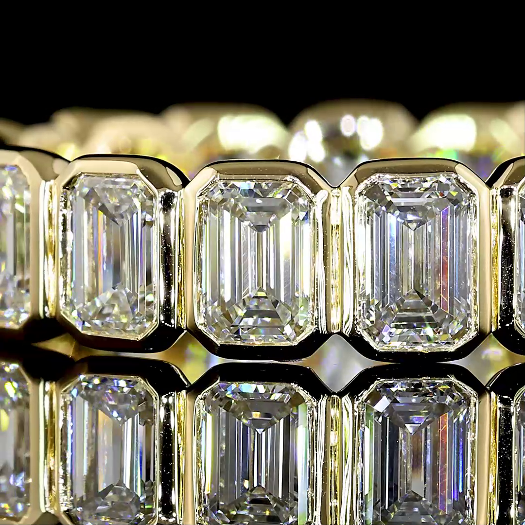 3.99 CTTW Emerald Lab Diamond Full Eternity Sz. 8 14k Yellow Gold E Color and VS Clarity jewelry-spot-usa