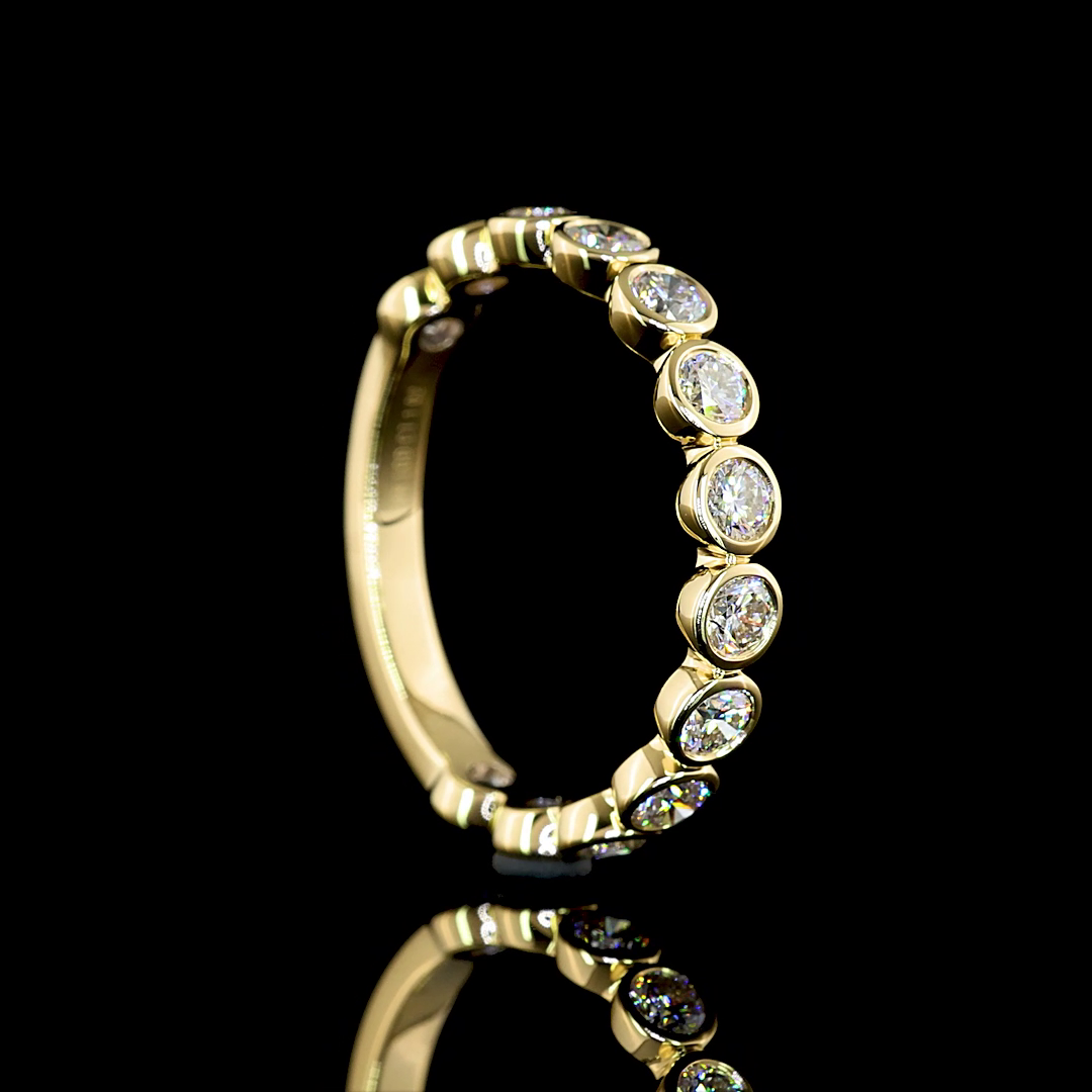 1.02 CTTW Round Lab Diamond 3/4 Eternity Band Sz. 6.5 14k Yellow Gold (E Color and VS Clarity)
