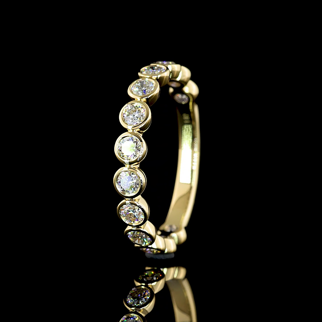 1.02 CTTW Round Lab Diamond 3/4 Eternity Band Sz. 6.5 14k Yellow Gold (E Color and VS Clarity)