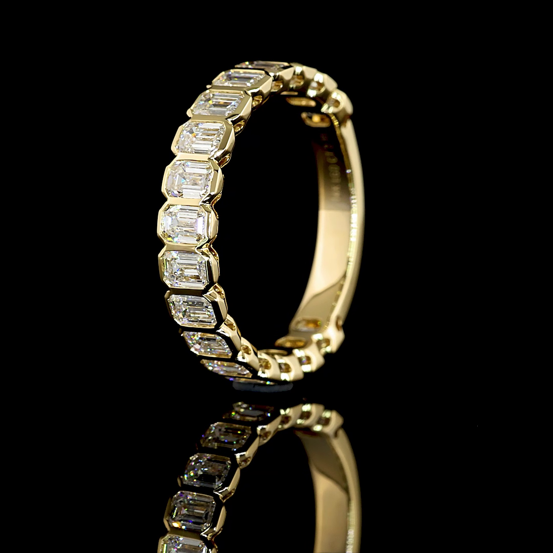 2.11 CTTW Emerald Lab Diamond 3/4 Eternity Band Sz. 6.5 14k Yellow Gold E Color and VS Clarity jewelry-spot-usa