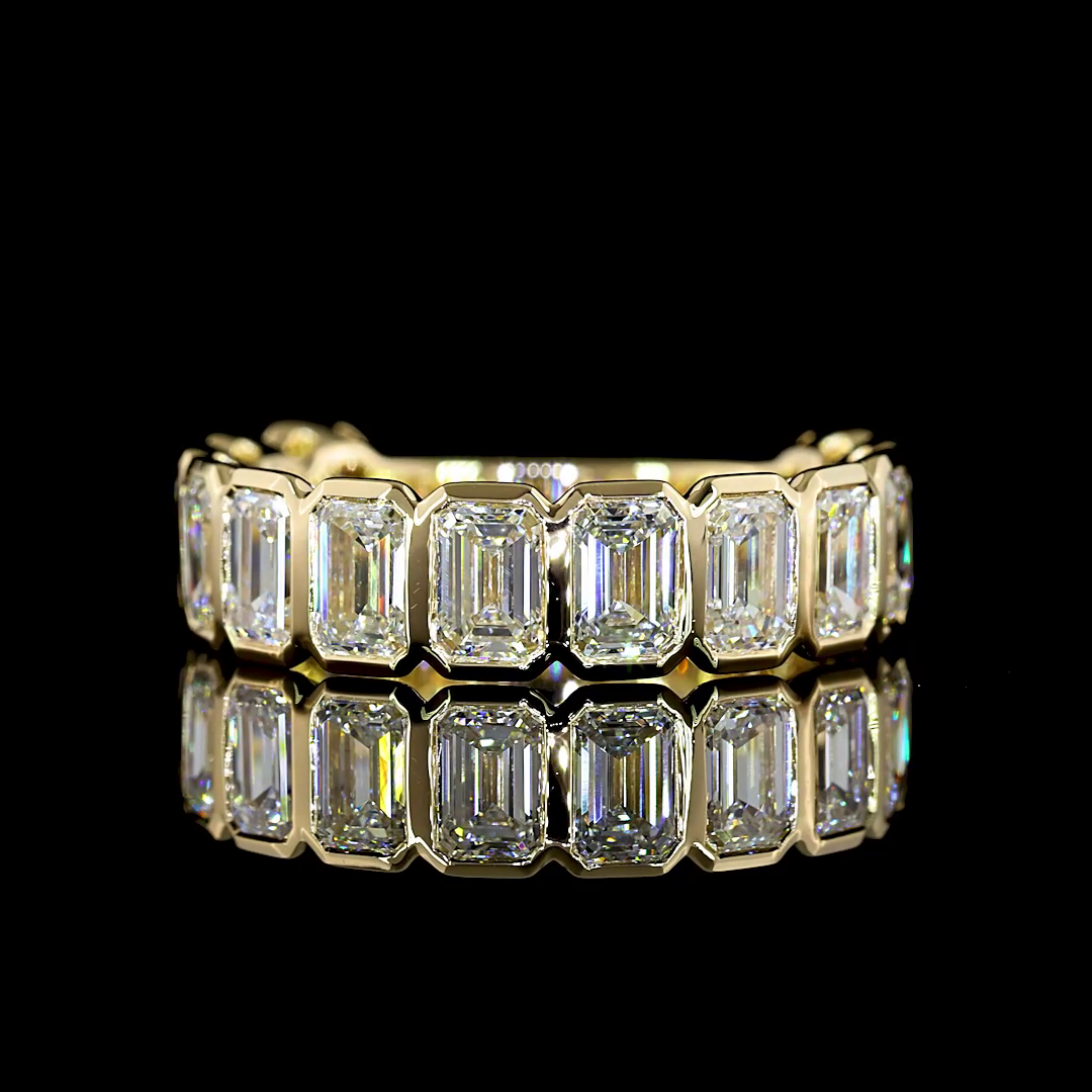 4.15 CTTW Emerald Lab Diamond 3/4 Eternity Band (E Color and VS Clarity)