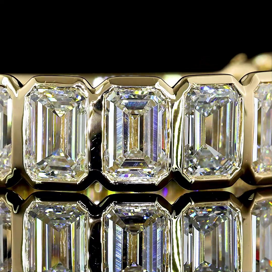 4.15 CTTW Emerald Lab Diamond 3/4 Eternity Band (E Color and VS Clarity)
