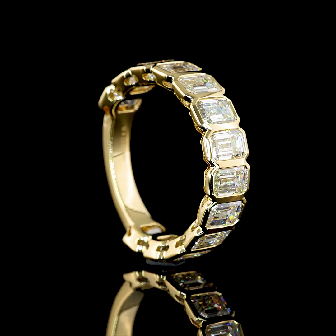 4.15 CTTW Emerald Lab Diamond 3/4 Eternity Band (E Color and VS Clarity)