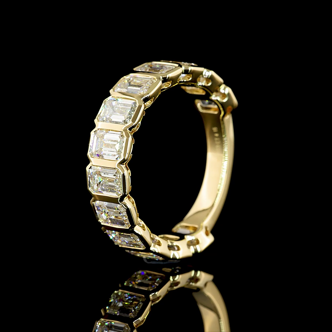 4.15 CTTW Emerald Lab Diamond 3/4 Eternity Band (E Color and VS Clarity)