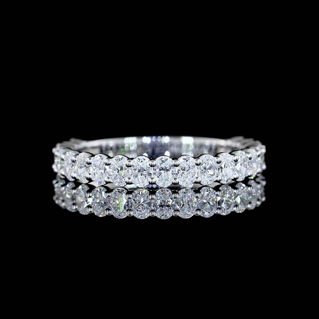 1.10 CTTW Oval Lab Diamond 3/4 Eternity Band Sz. 6.5 14k White Gold (E Color and VS Clarity)