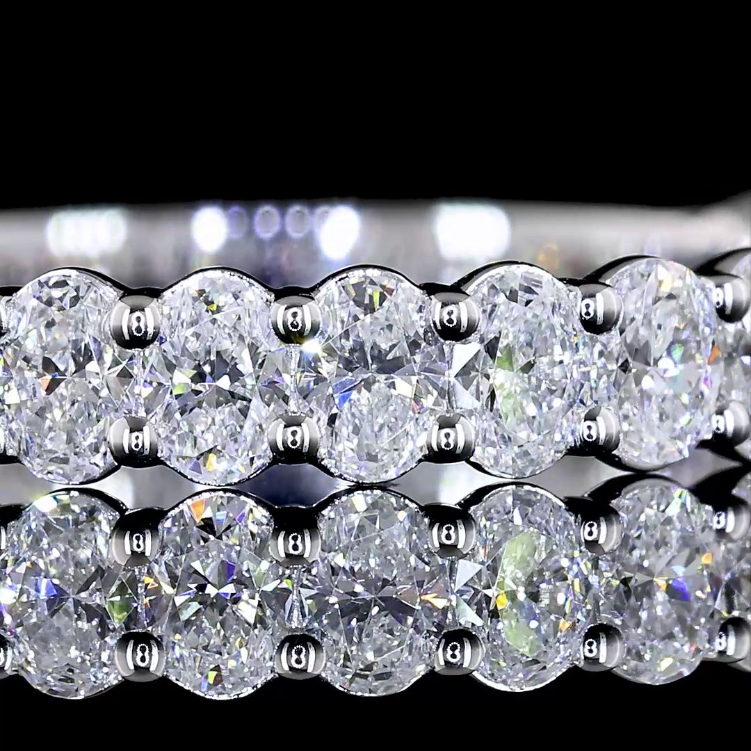 1.10 CTTW Oval Lab Diamond 3/4 Eternity Band Sz. 6.5 14k White Gold (E Color and VS Clarity)