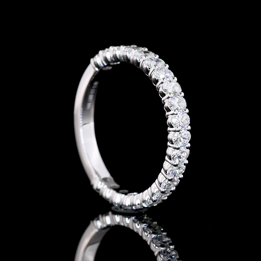 1.10 CTTW Oval Lab Diamond 3/4 Eternity Band Sz. 6.5 14k White Gold (E Color and VS Clarity)