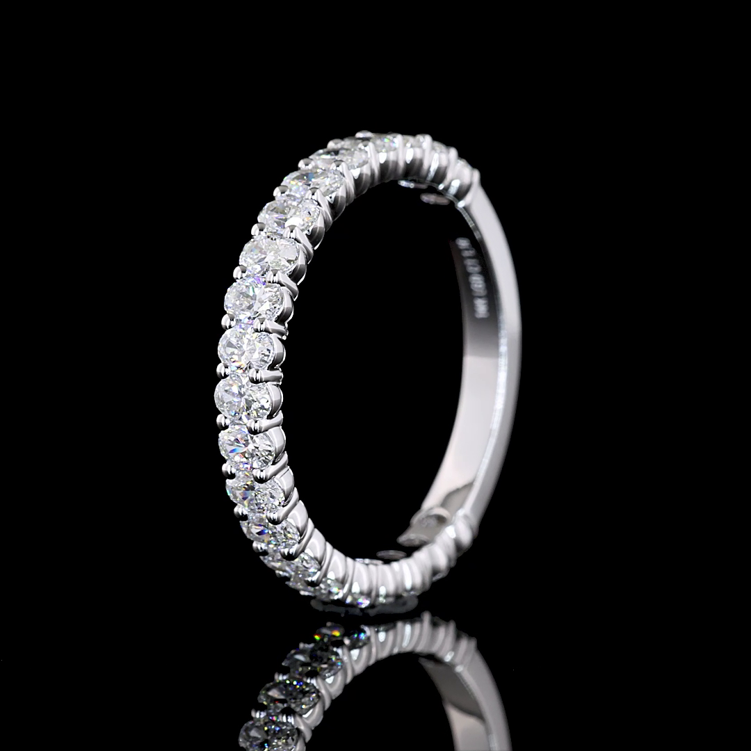 1.10 CTTW Oval Lab Diamond 3/4 Eternity Band Sz. 6.5 14k White Gold (E Color and VS Clarity)
