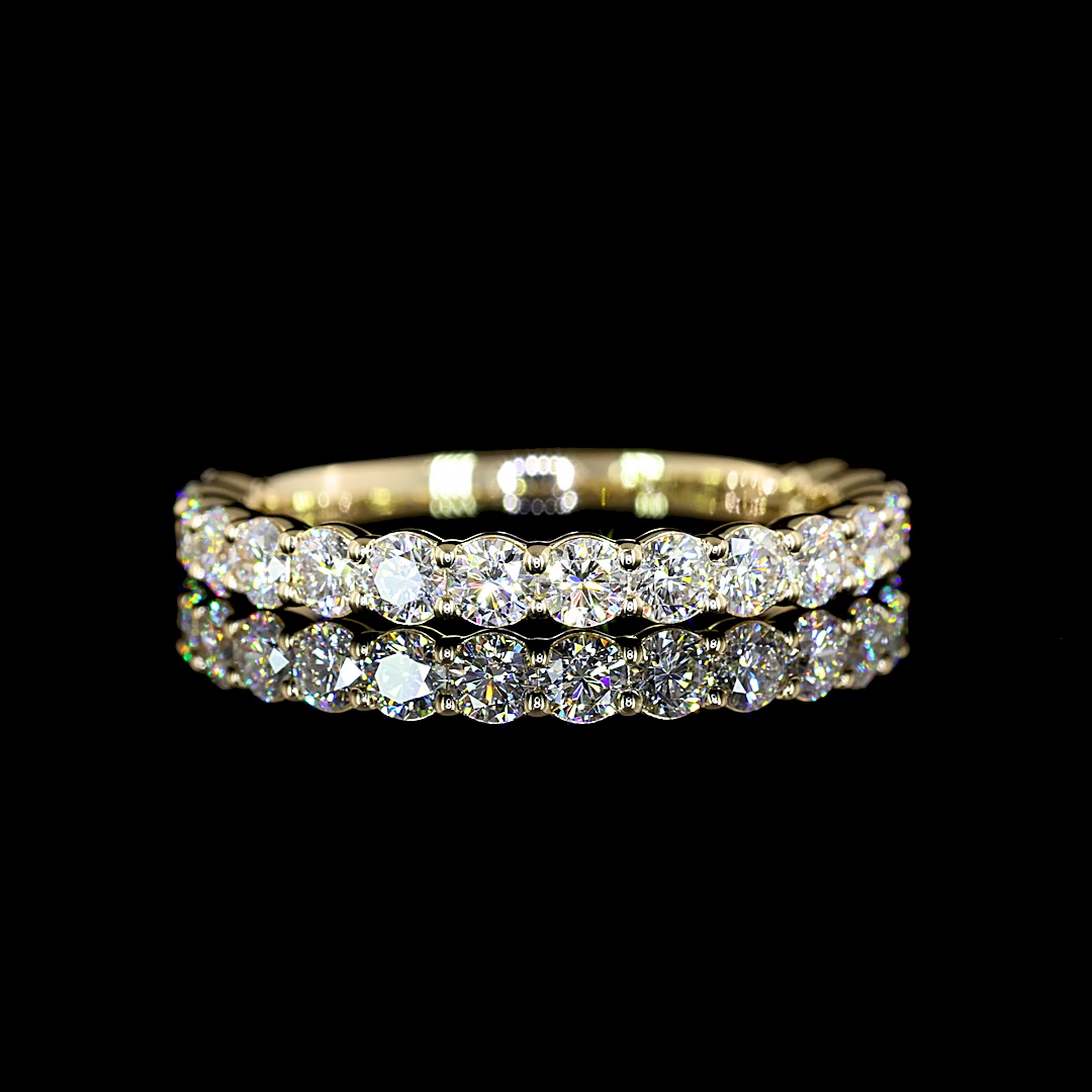 0.99 CTTW Round Lab Diamond 3/4 Eternity Band Sz. 6.5 14k Yellow Gold E Color and VS Clarity jewelry-spot-usa
