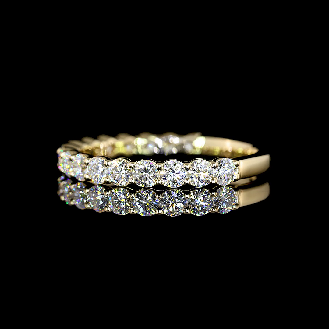 0.99 CTTW Round Lab Diamond 3/4 Eternity Band Sz. 6.5 14k Yellow Gold E Color and VS Clarity jewelry-spot-usa