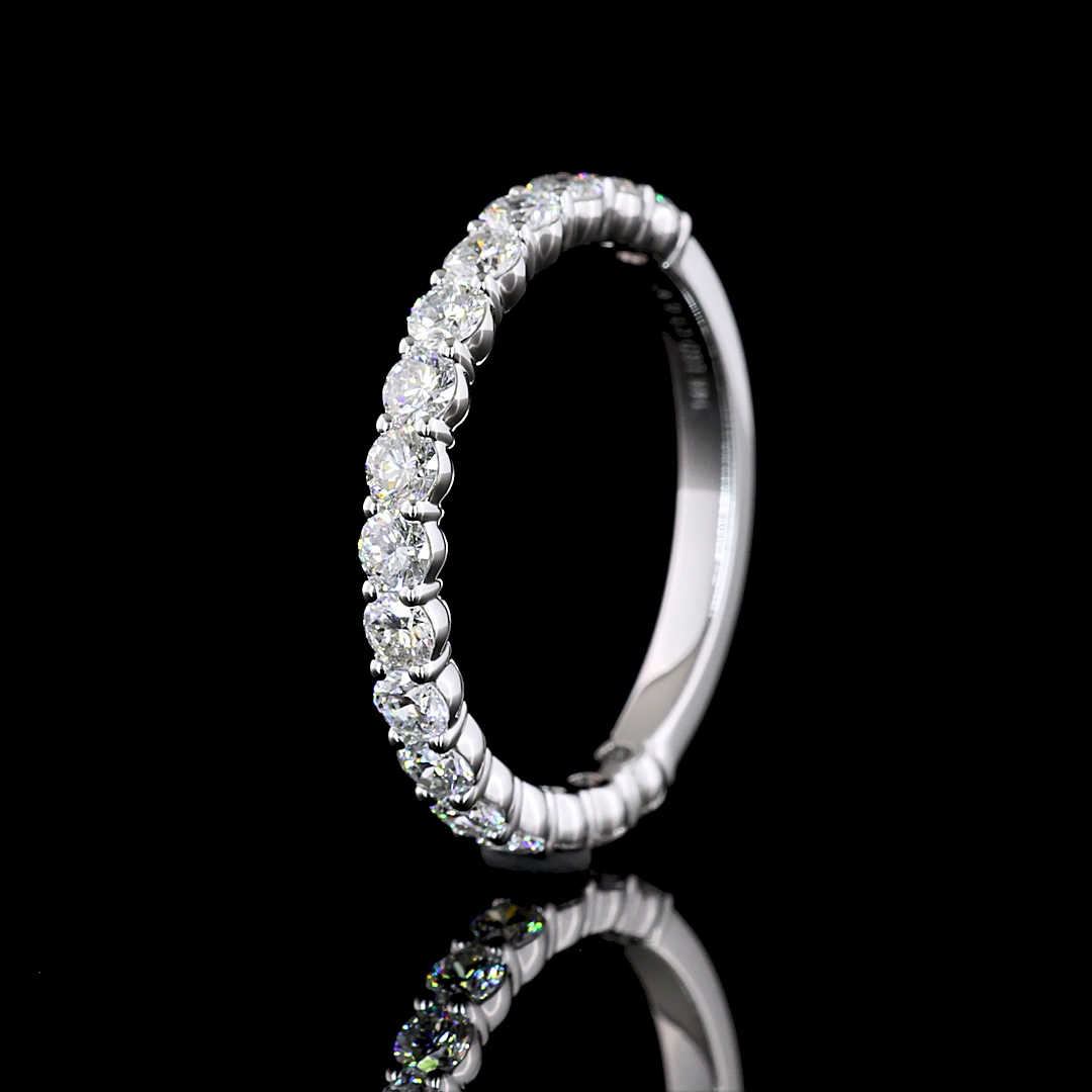 0.97 CTTW Round Lab Diamond 3/4 Eternity Band Sz. 6.5 14k White Gold E Color and VS Clarity jewelry-spot-usa