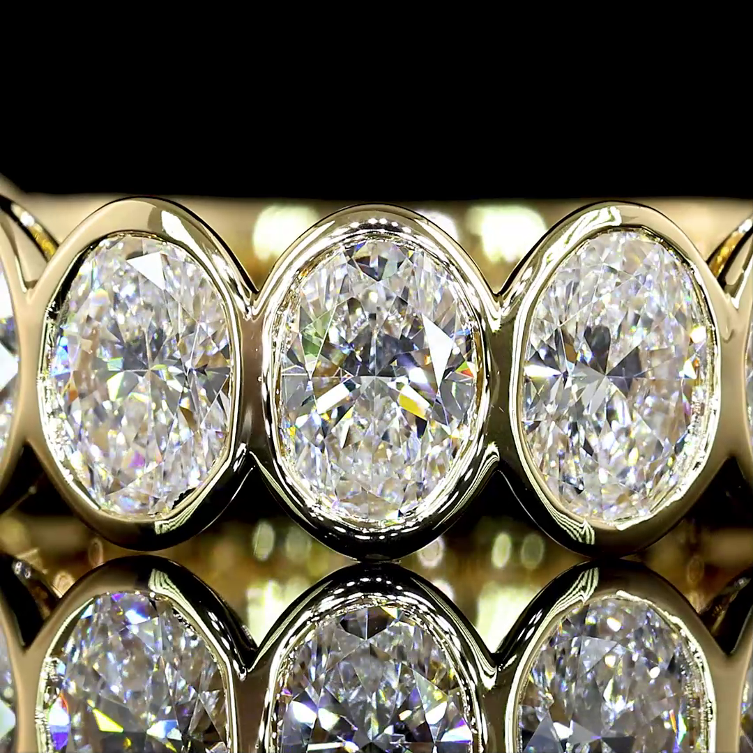 2.97 CTTW Oval Lab Diamond 3/4 Eternity Band Sz. 6.5 14k Yellow Gold E Color and VS Clarity jewelry-spot-usa