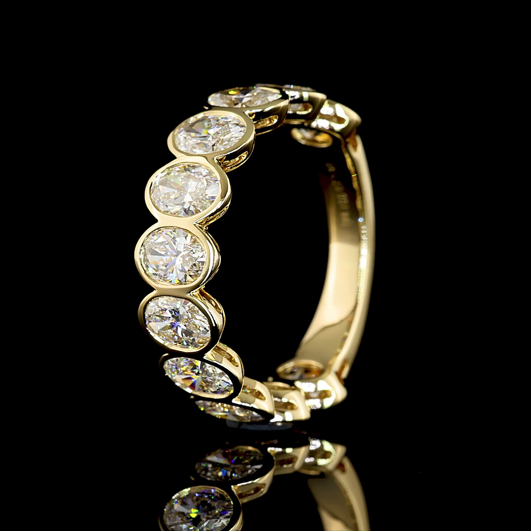2.97 CTTW Oval Lab Diamond 3/4 Eternity Band Sz. 6.5 14k Yellow Gold E Color and VS Clarity jewelry-spot-usa