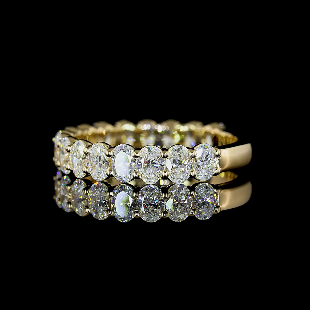 1.89 CTTW Oval Lab Diamond 3/4 Eternity Band Sz. 6.5 14k Yellow Gold (E Color and VS Clarity)