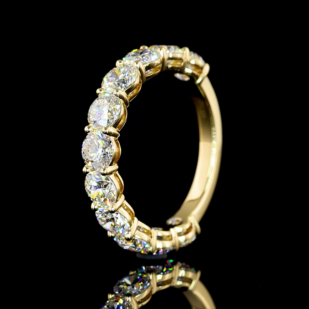 2.95 CTTW Round Lab Diamond 3/4 Eternity Band Sz. 6.5 14k Yellow Gold E Color and VS Clarity jewelry-spot-usa