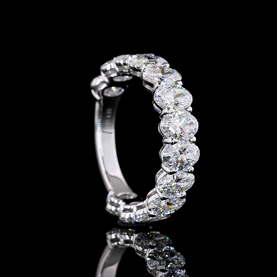 4.03 CTTW Oval Lab Diamond 3/4 Eternity Band Sz. 6.5 14k White Gold (E Color and VS Clarity)