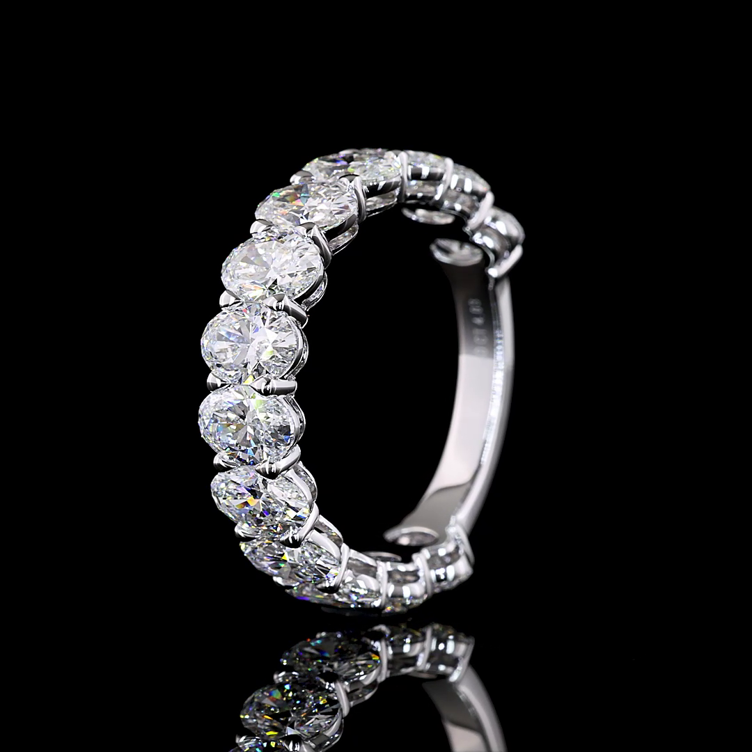 4.03 CTTW Oval Lab Diamond 3/4 Eternity Band Sz. 6.5 14k White Gold (E Color and VS Clarity)