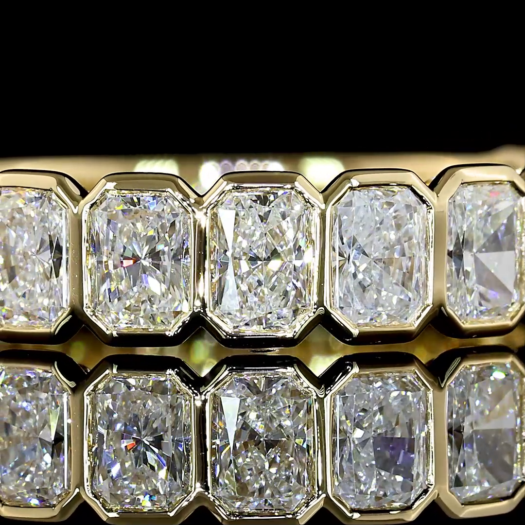 1.94 CTTW Radiant Lab Diamond 3/4 Eternity Band Sz. 6.5 14k Yellow Gold (E Color and VS1 Clarity)
