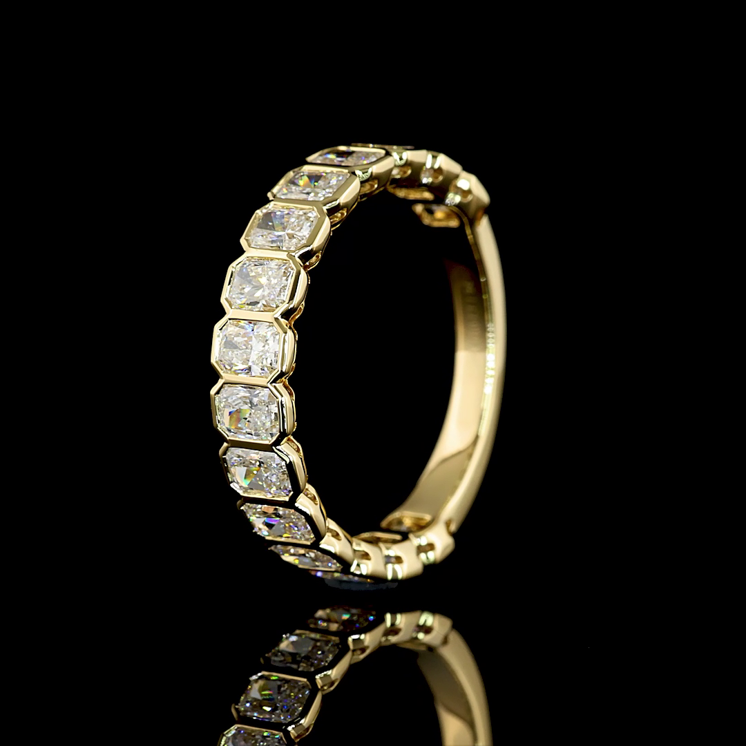 1.94 CTTW Radiant Lab Diamond 3/4 Eternity Band Sz. 6.5 14k Yellow Gold (E Color and VS1 Clarity)