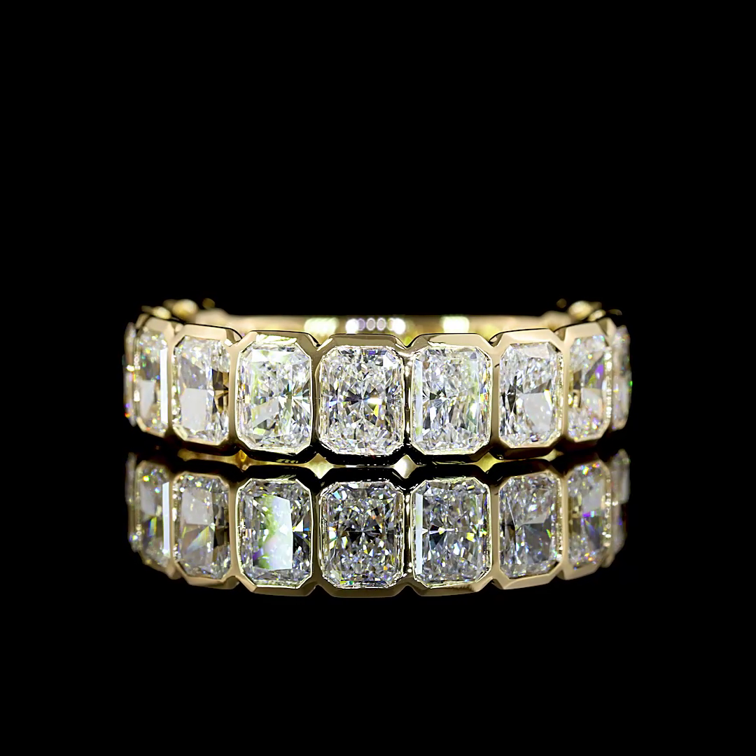 3.13 CTTW Radiant Lab Diamond 3/4 Eternity Band Sz. 6.5 14k Yellow Gold (E Color and VS Clarity)