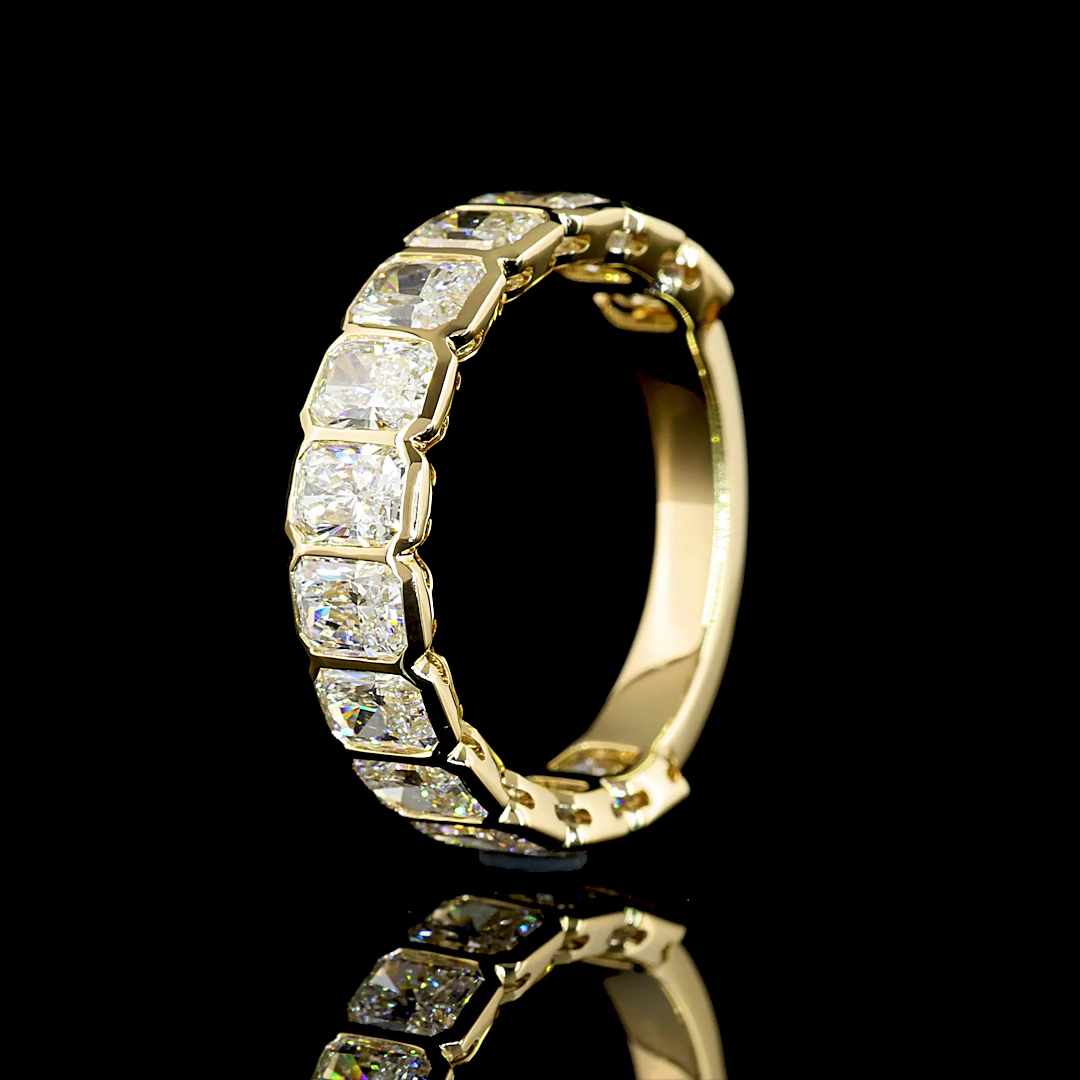 3.13 CTTW Radiant Lab Diamond 3/4 Eternity Band Sz. 6.5 14k Yellow Gold E Color and VS Clarity jewelry-spot-usa