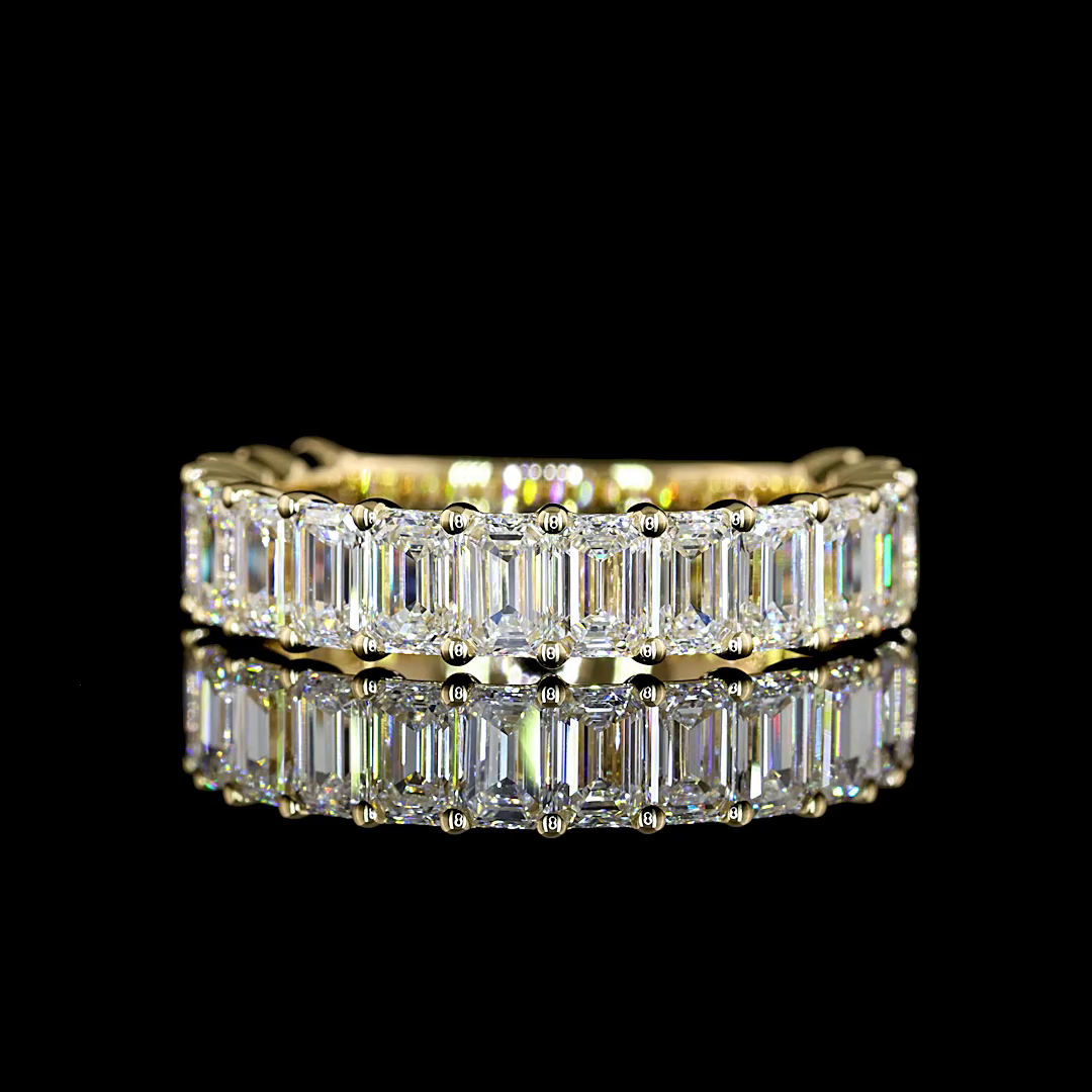 3.10 CTTW Emerald Lab Diamond 3/4 Eternity Band Sz. 6.5 14k Yellow Gold E Color and VS Clarity jewelry-spot-usa
