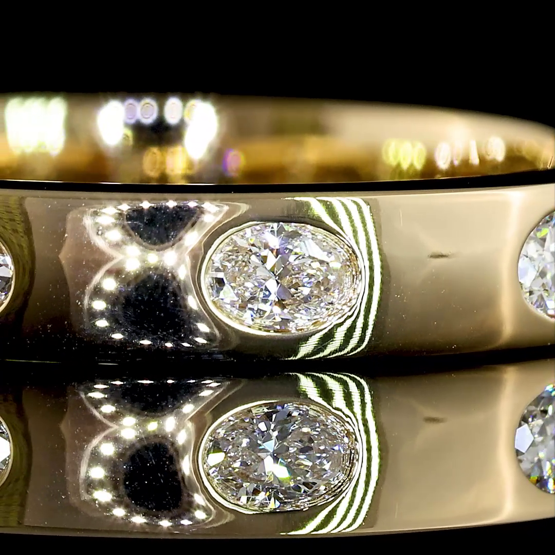 0.37 CTTW Oval Lab Diamond Full Eternity Sz. 6.5 14k Yellow Gold E Color and VS Clarity jewelry-spot-usa