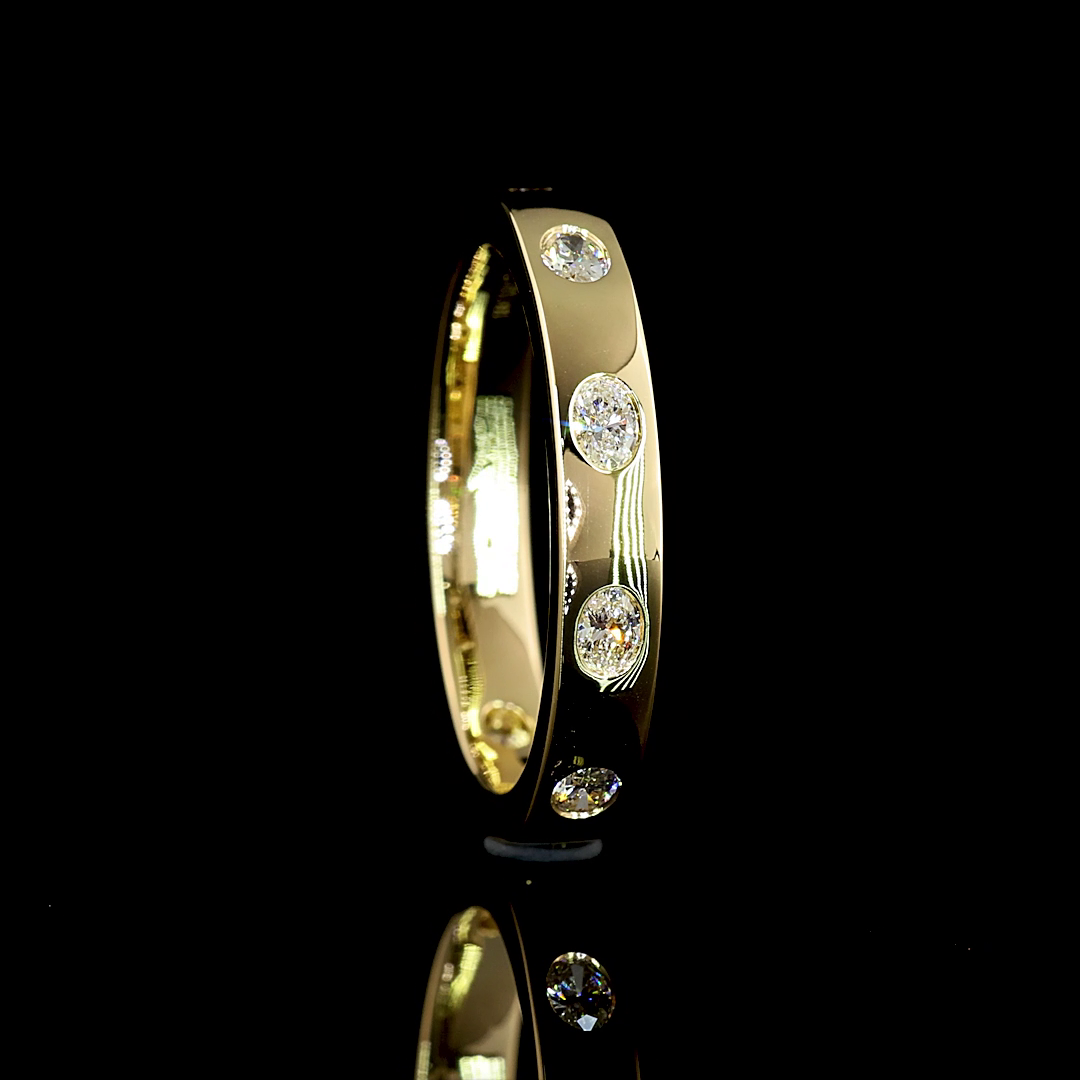 0.37 CTTW Oval Lab Diamond Full Eternity Sz. 6.5 14k Yellow Gold E Color and VS Clarity jewelry-spot-usa