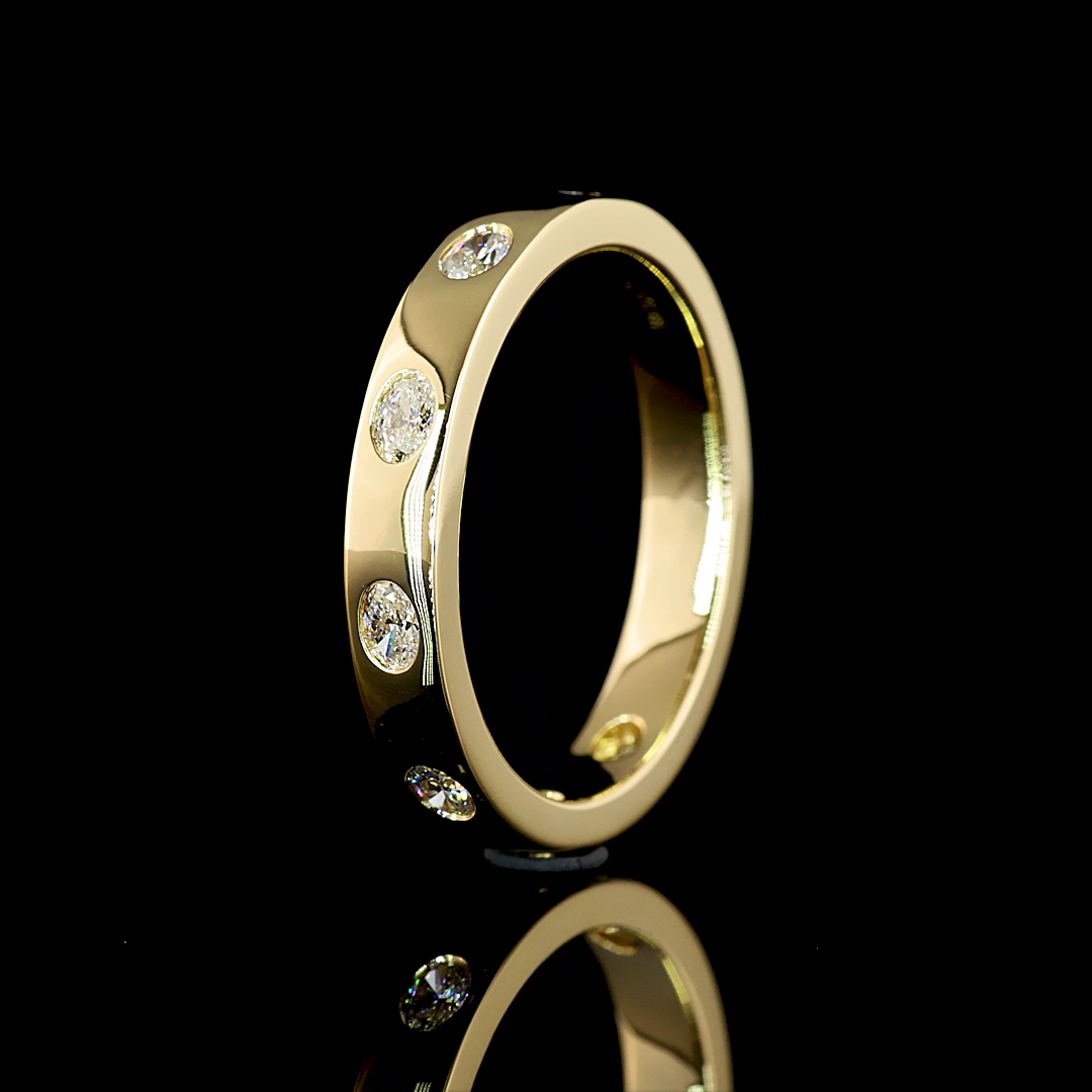 0.37 CTTW Oval Lab Diamond Full Eternity Sz. 6.5 14k Yellow Gold E Color and VS Clarity jewelry-spot-usa
