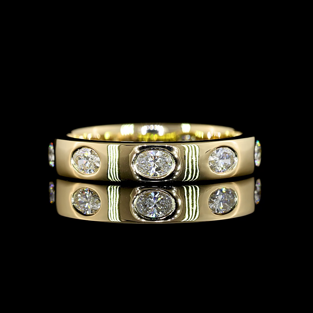 0.69 CTTW Oval Lab Diamond Full Eternity Sz. 6.5 14k Yellow Gold (E Color and VS Clarity)