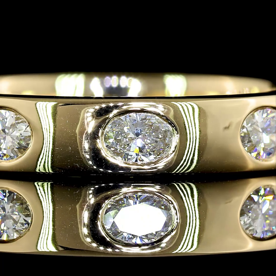 0.69 CTTW Oval Lab Diamond Full Eternity Sz. 6.5 14k Yellow Gold (E Color and VS Clarity)
