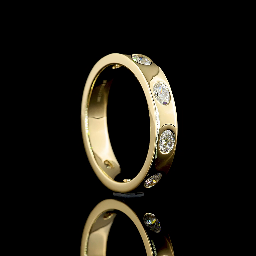 0.69 CTTW Oval Lab Diamond Full Eternity Sz. 6.5 14k Yellow Gold (E Color and VS Clarity)