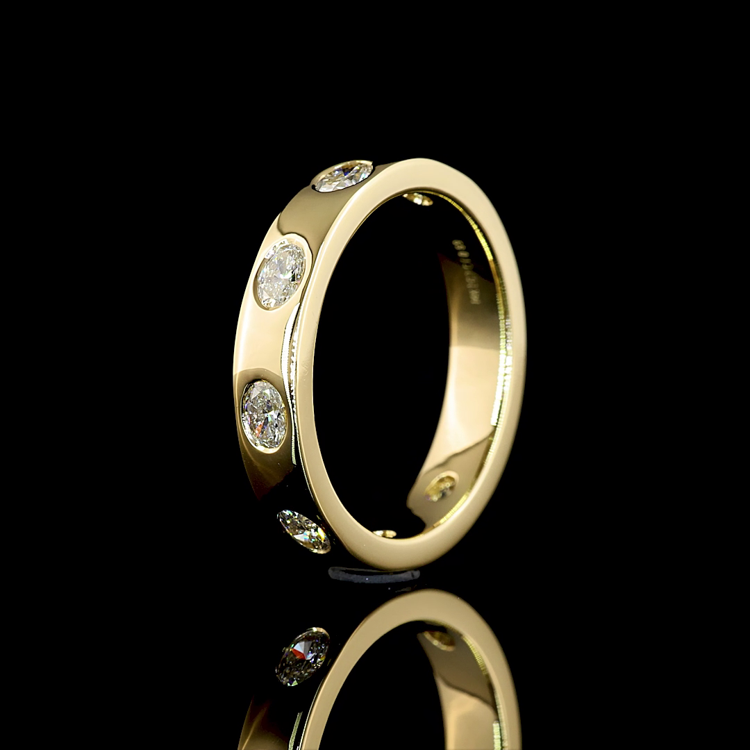 0.69 CTTW Oval Lab Diamond Full Eternity Sz. 6.5 14k Yellow Gold (E Color and VS Clarity)