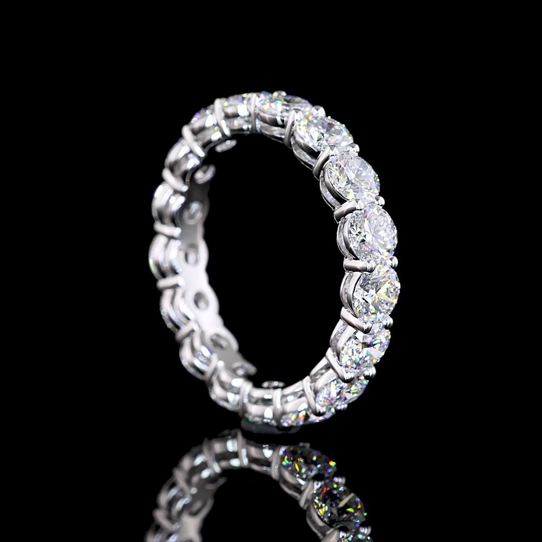 3.16 CTTW Round Lab Diamond Full Eternity Sz. 5.5 14k White Gold (E Color and VS1 Clarity)