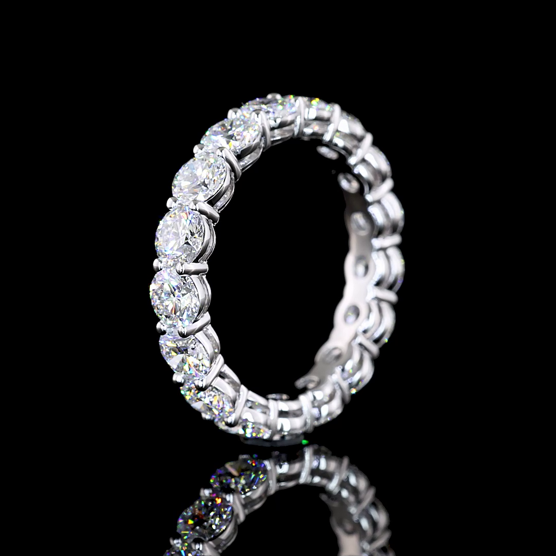 3.16 CTTW Round Lab Diamond Full Eternity Sz. 5.5 14k White Gold (E Color and VS1 Clarity)