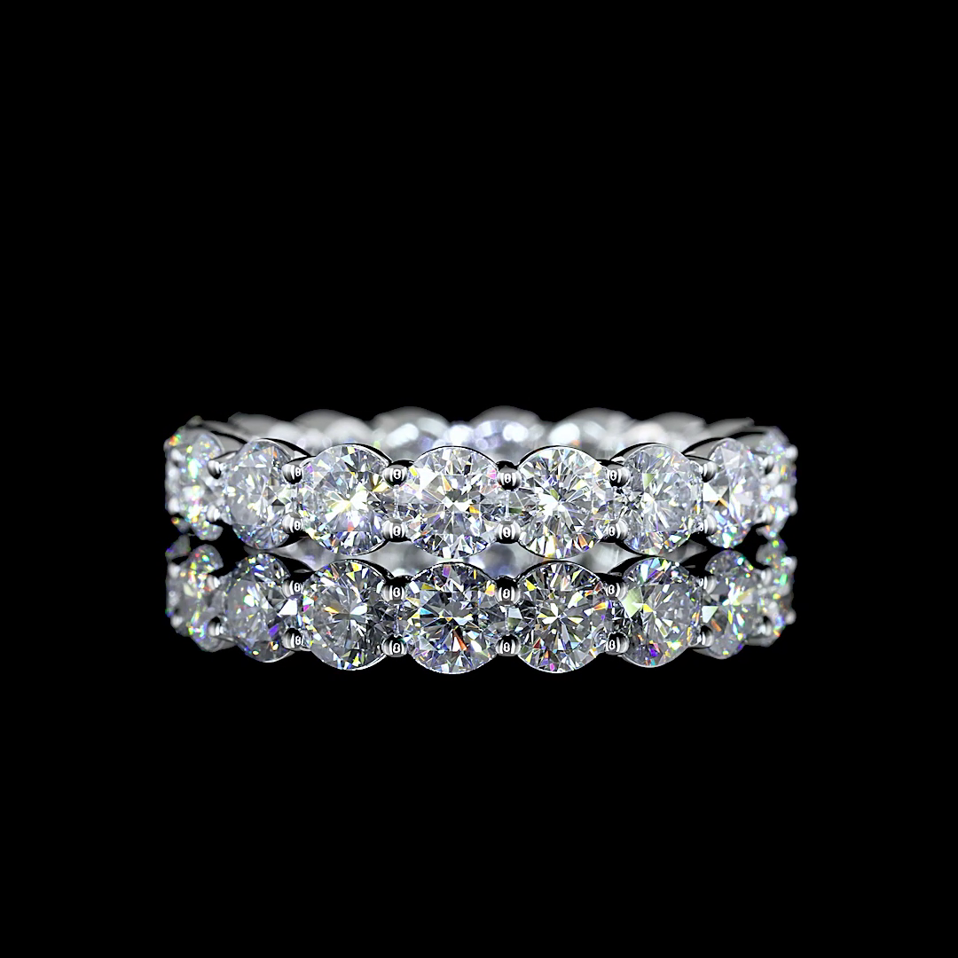 3.11 CTTW Round Lab Diamond Full Eternity Sz. 6.5 14k White Gold (E Color and VS Clarity)