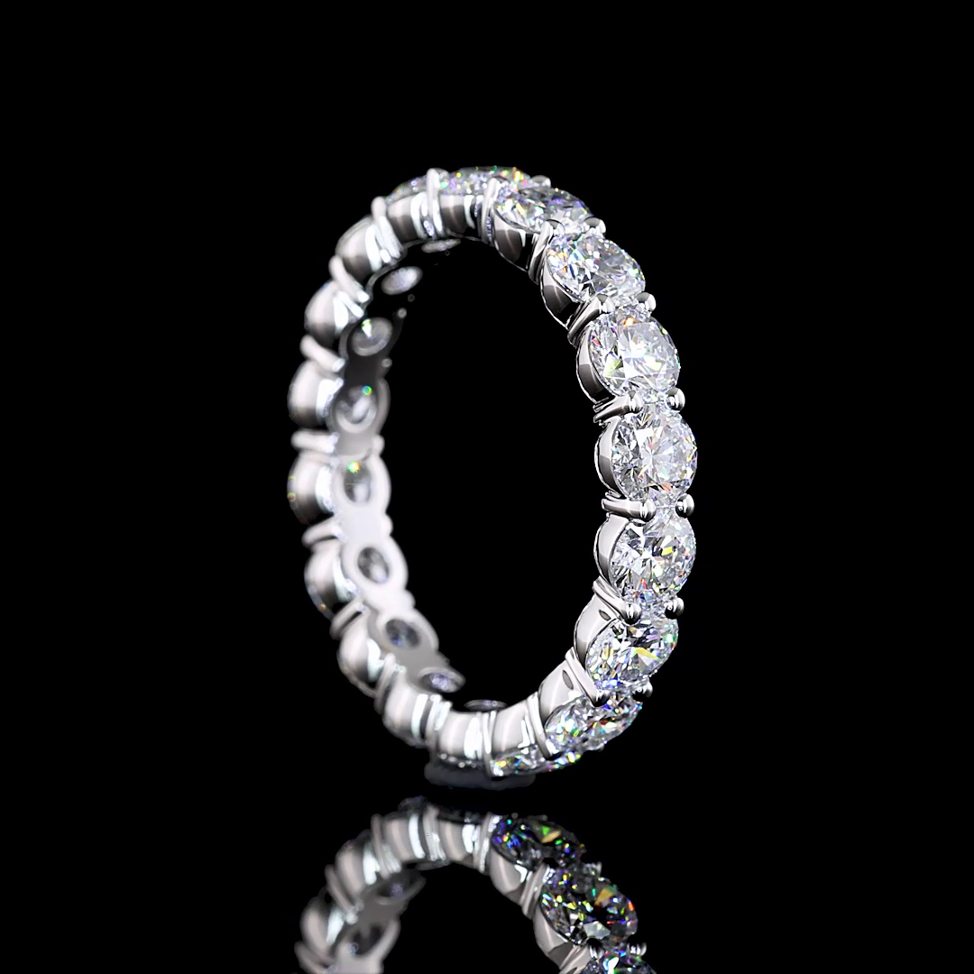 3.11 CTTW Round Lab Diamond Full Eternity Sz. 6.5 14k White Gold (E Color and VS Clarity)