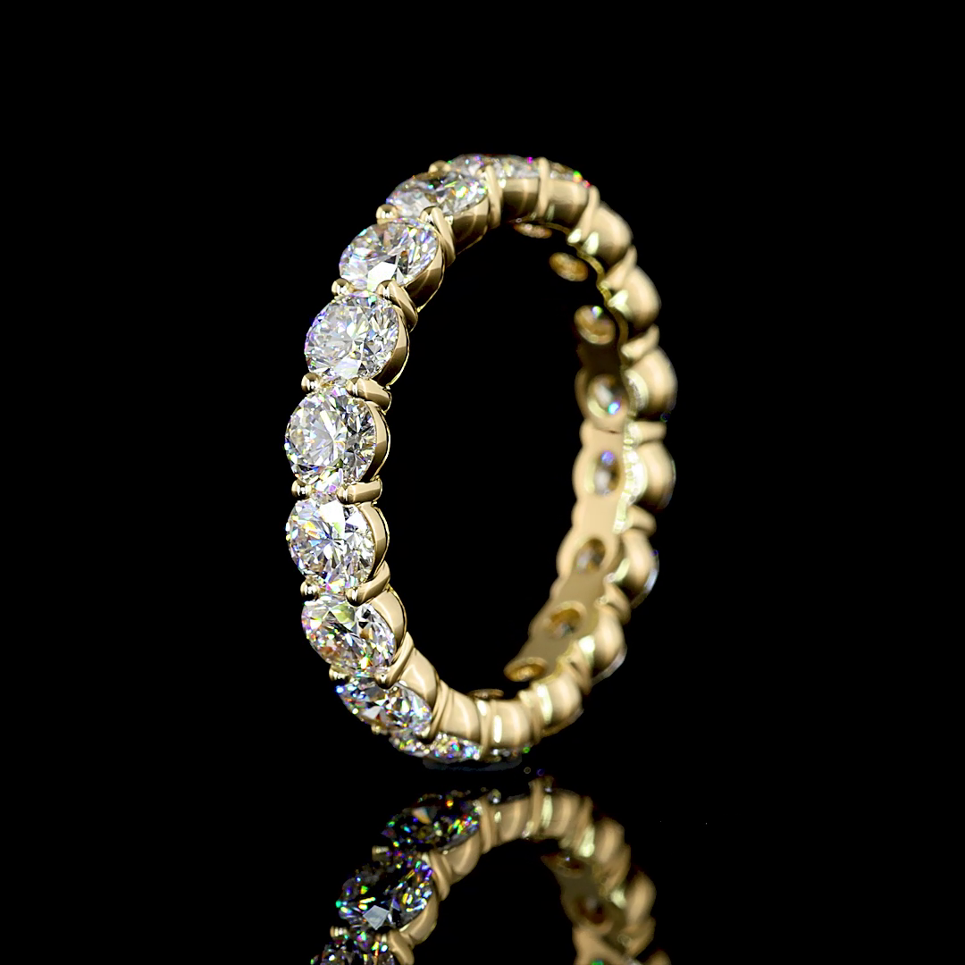 3.15 CTTW Round Lab Diamond Full Eternity Sz. 6.5 14k Yellow Gold E Color and VS Clarity jewelry-spot-usa