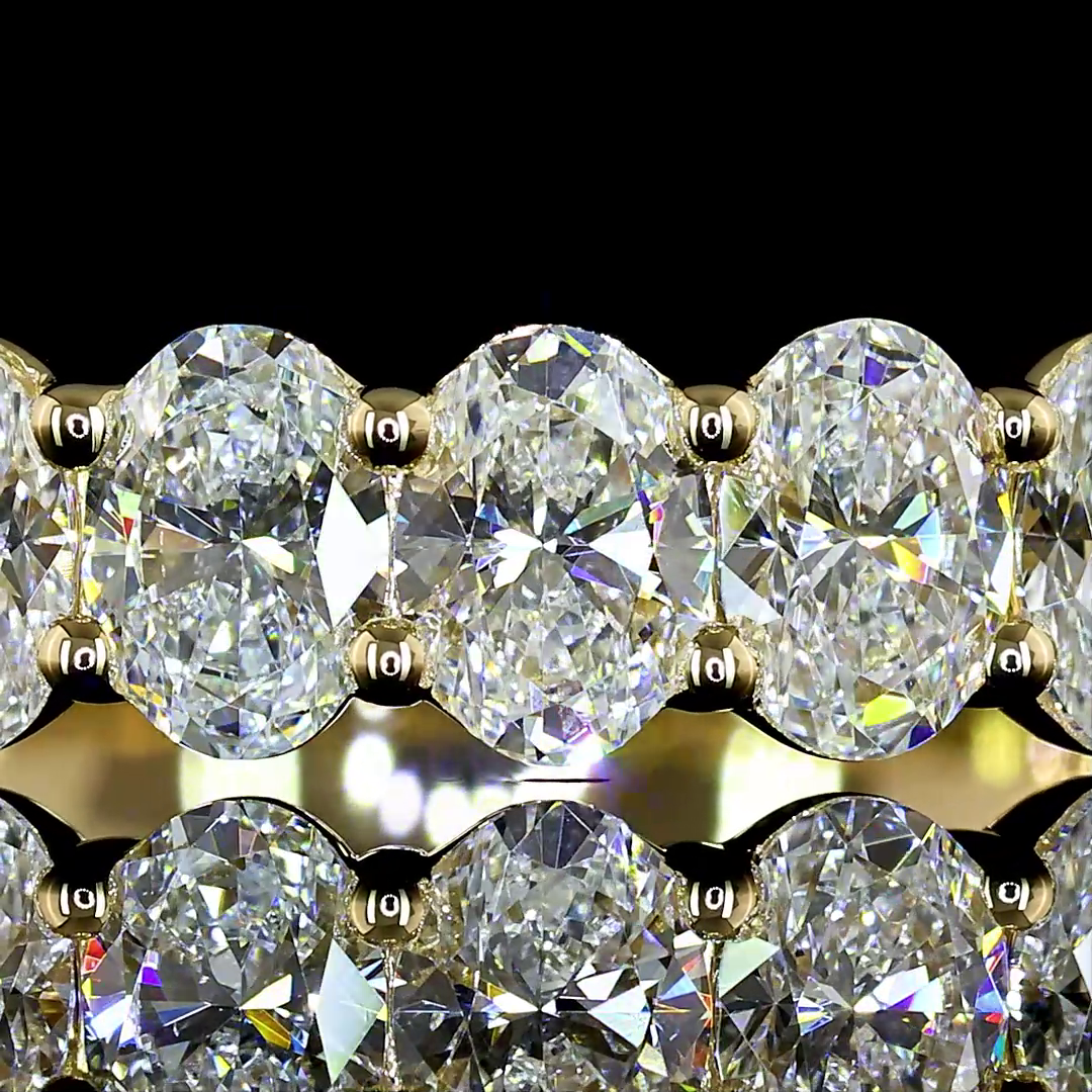 0.92 CTTW Oval Lab Diamond 7 Stones Eternity Band Sz. 7 14k Yellow Gold E Color and VS Clarity jewelry-spot-usa