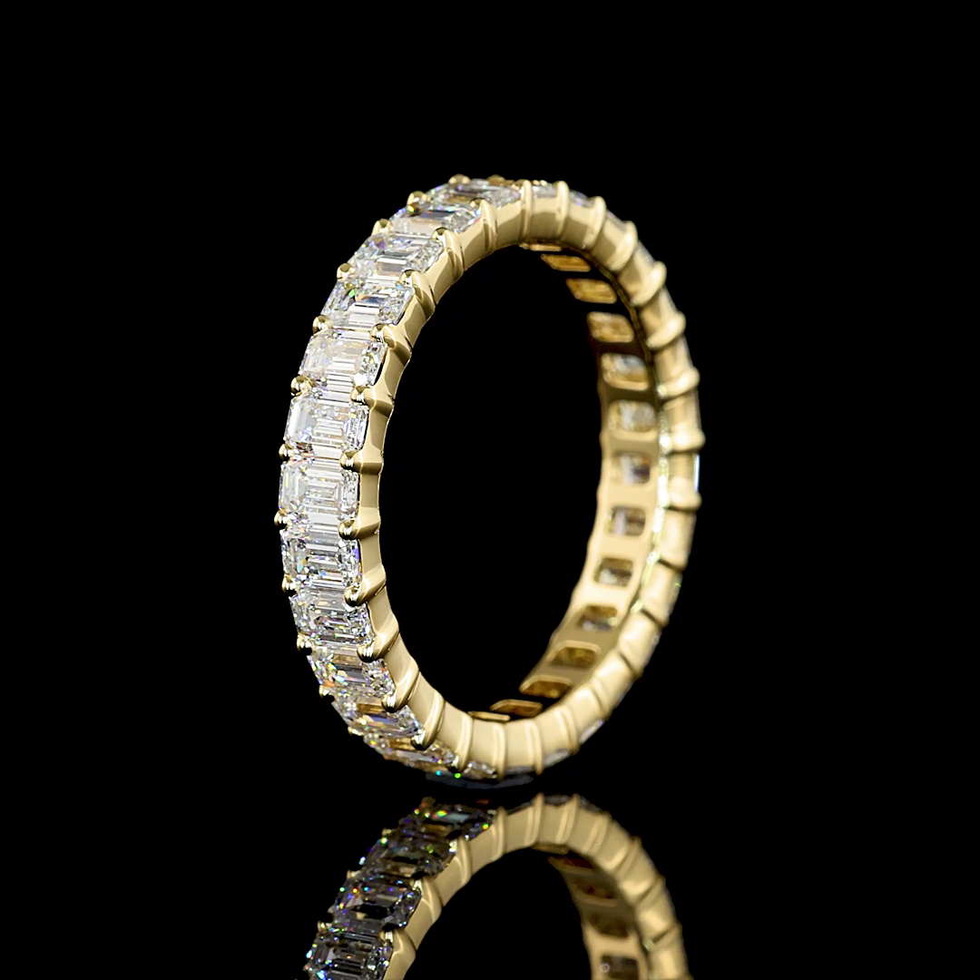 2.41 CTTW Emerald Lab Diamond Full Eternity Sz. 5.5 14k Yellow Gold E Color and VS Clarity jewelry-spot-usa