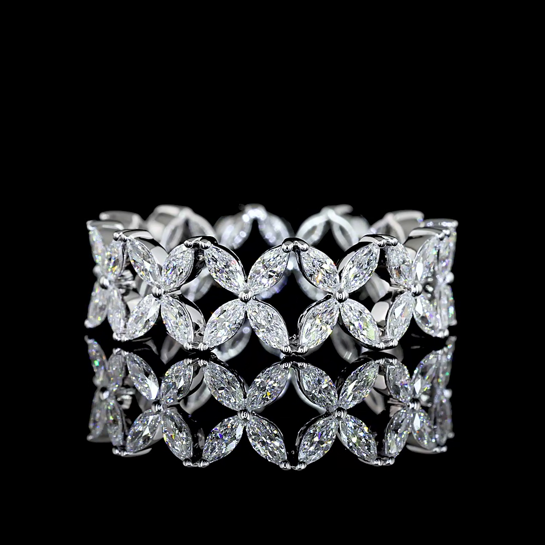 1.34 CTTW Marquise Lab Diamond Full Eternity Sz. 5.5 18k White Gold (E Color and VS Clarity)