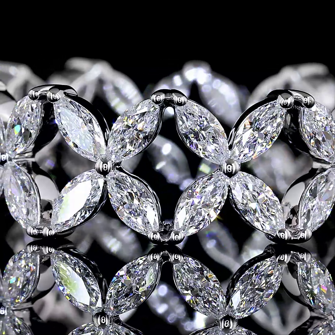 1.34 CTTW Marquise Lab Diamond Full Eternity Sz. 5.5 18k White Gold (E Color and VS Clarity)