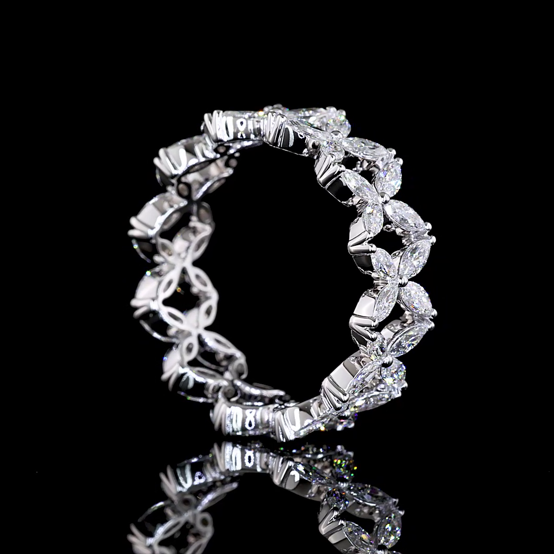 1.34 CTTW Marquise Lab Diamond Full Eternity Sz. 5.5 18k White Gold (E Color and VS Clarity)