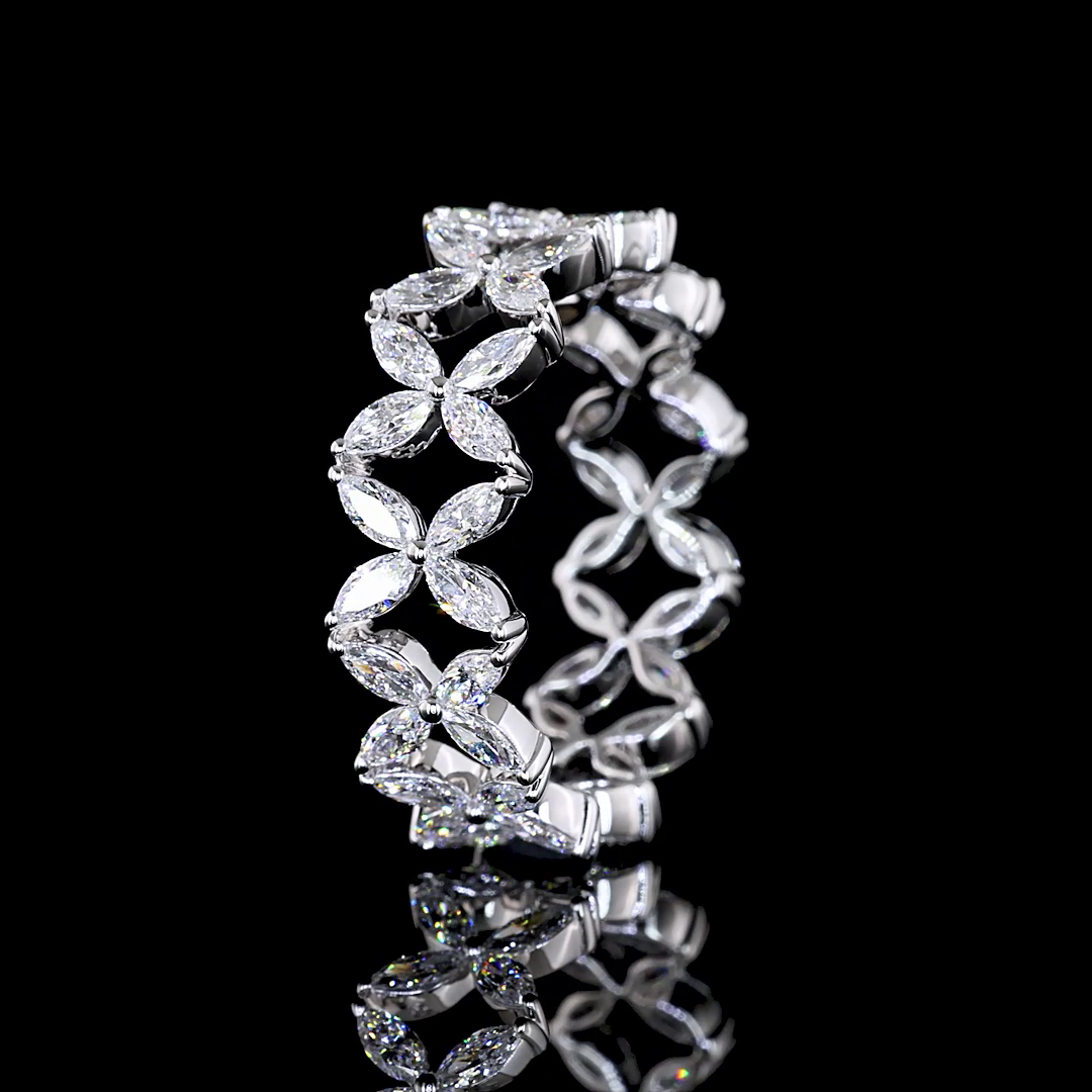 1.34 CTTW Marquise Lab Diamond Full Eternity Sz. 5.5 18k White Gold (E Color and VS Clarity)